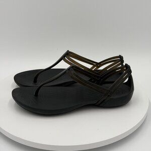 Crocs Women’s Size 6 Isabella T-Strap Sandals Dark Brown Jelly Thong